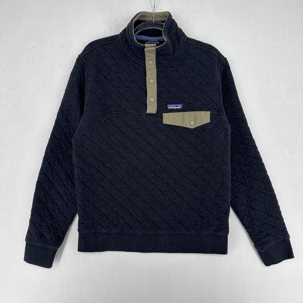 Patagonia Organic Cotton Quilt Snap-T Pullover Men's Size Small Deep Gray Black - Picture 2 of 8